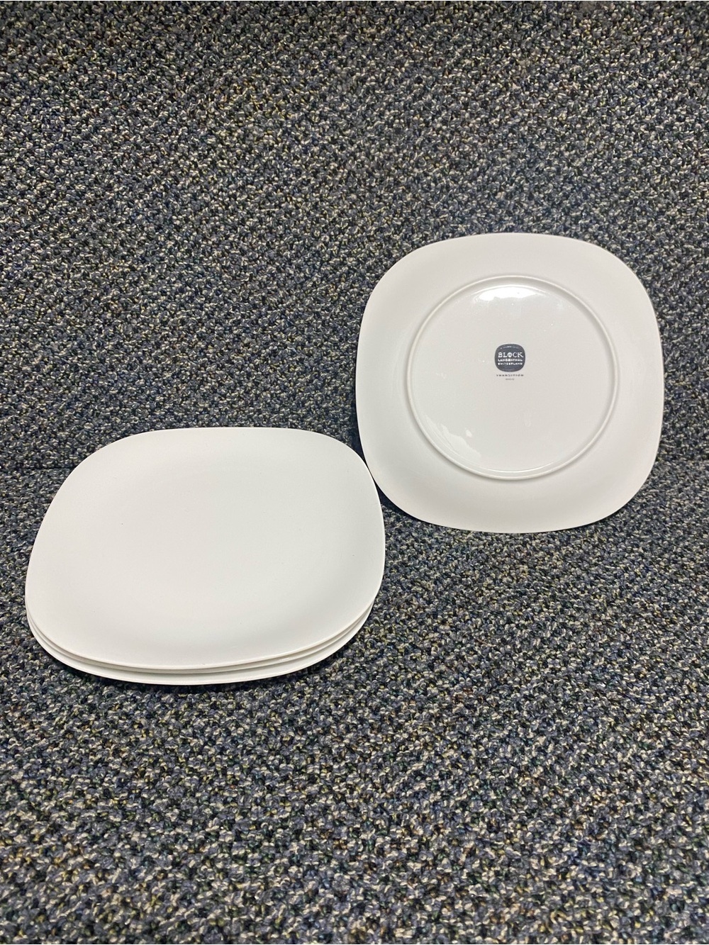 Block Transition White 4 square Lunch Plates Langenthal